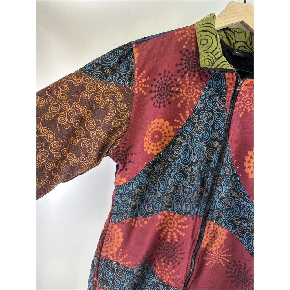 Cotton Patchwork Full Zip Jacket Collared Fleece … - image 3